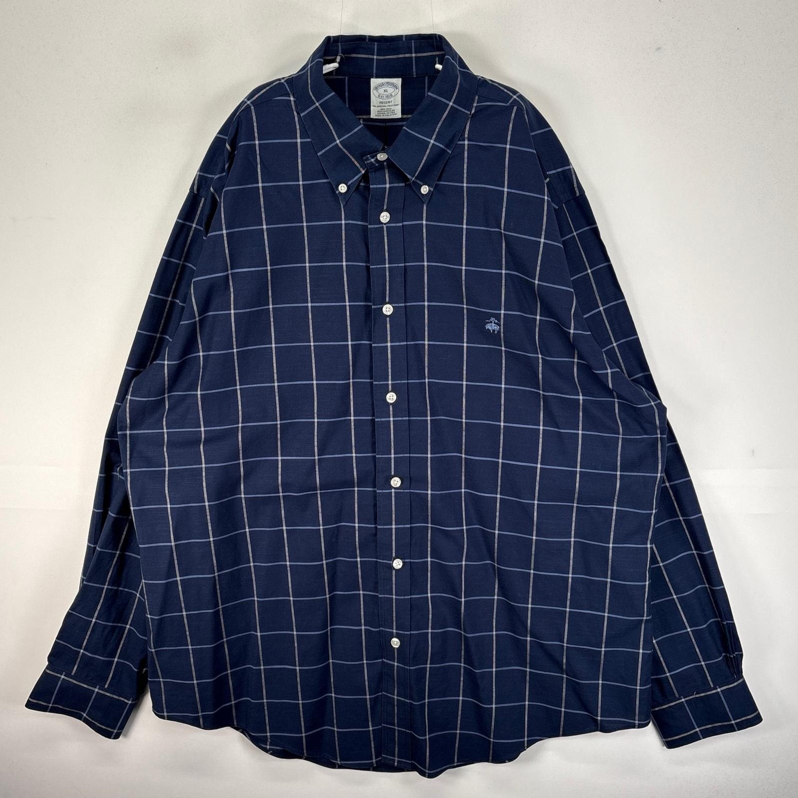 古着 ブルックスブラザーズ Brooks Brothers 長袖シャツ ワンポイント XL  ネイビー系 チェック メンズ