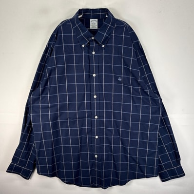古着 ブルックスブラザーズ Brooks Brothers 長袖シャツ ワンポイント XL ネイビー系 チェック メンズ