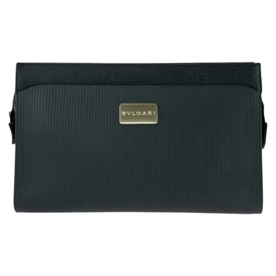 美品 BVLGARI ブルガリ ミレリゲ ブラック 黒 シルバー金具 PVC クラッチバッグ セカンドバッグ 603718 【中古】