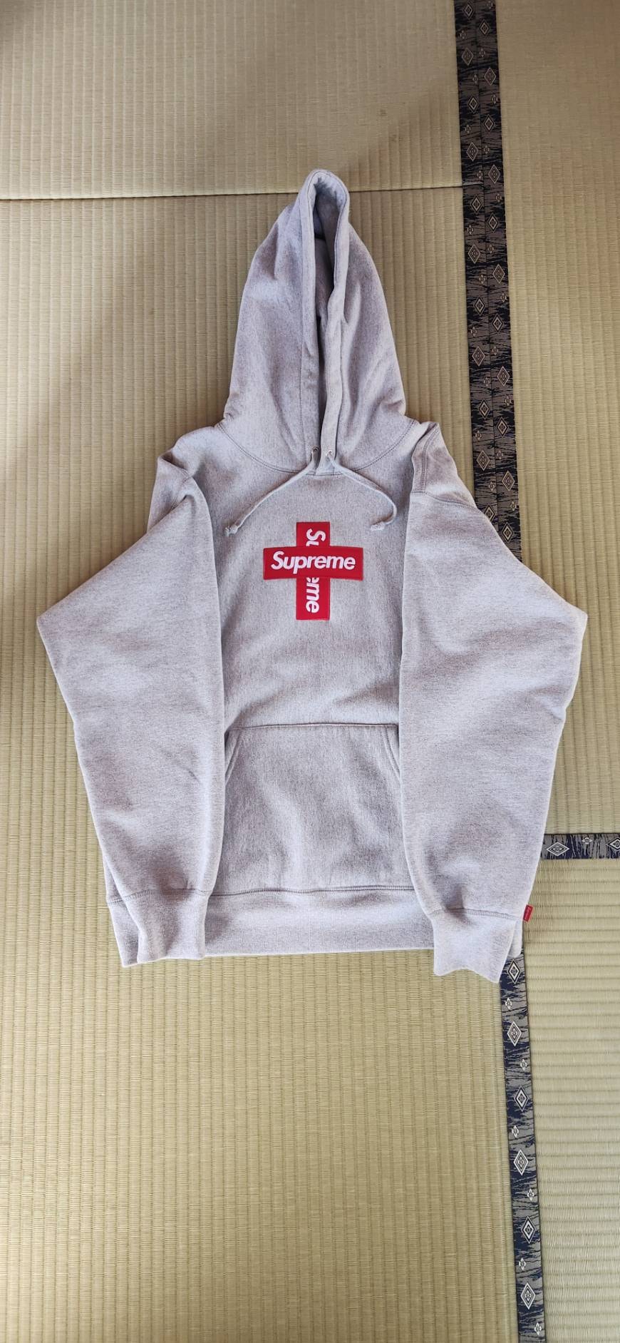 Supreme Cross Box Logo Hooded Sweatshirt "Grey"
