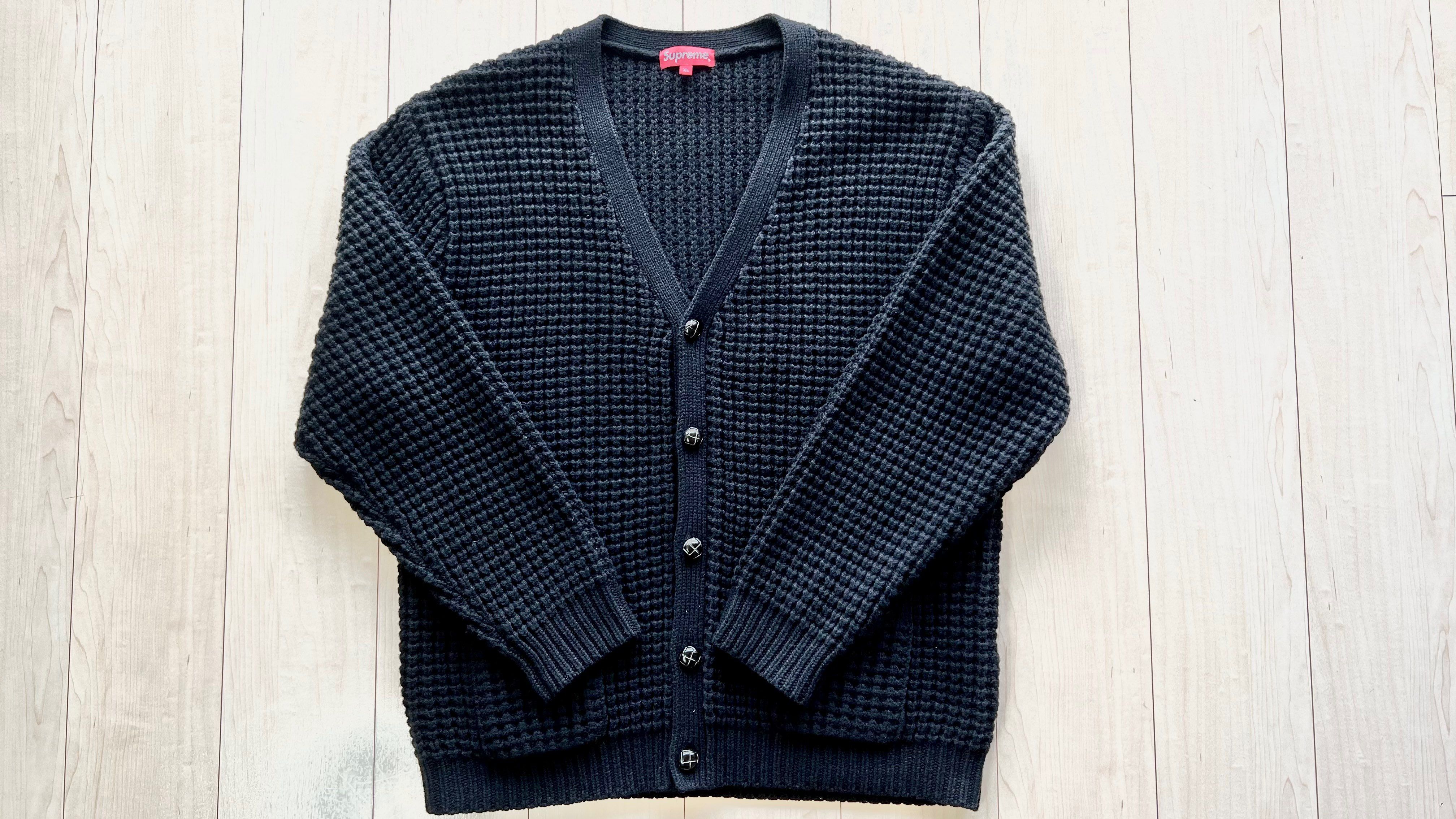 Supreme Waffle Knit Cardigan "Black"