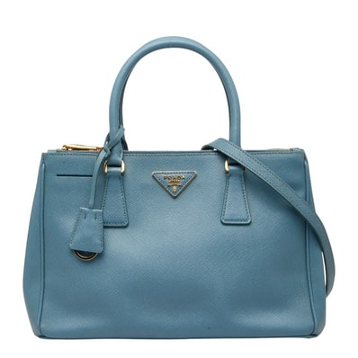 プラダ サフィアーノ ガレリア ハンドバッグ ショルダーバッグ 2WAY BN1801 ブルー サフィアーノレザー レディース PRADA 【中古】