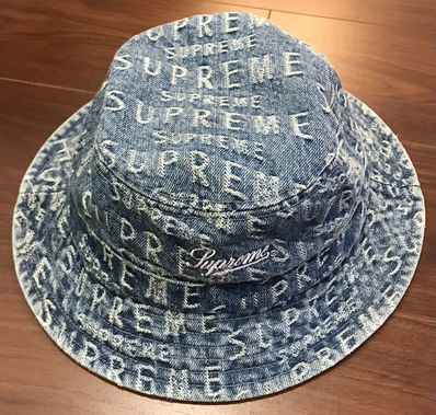 Supreme Warp Jacquard Logos Denim Crusher "Blue"