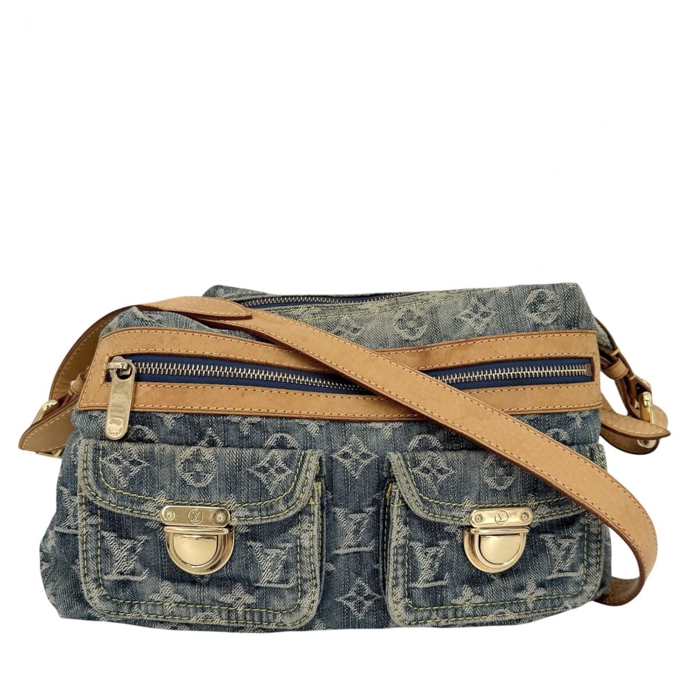 LOUIS VUITTON ルイヴィトン ショルダーバッグ モノグラムデニム バギーPM 肩掛け 斜め掛け M95049    ブルー 青 ゴールド金具 レディース【中古品】