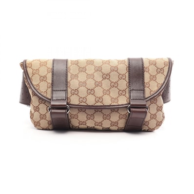 グッチ GUCCI GGキャンバス ウエストバッグ バッグ キャンバス レザー メンズ レディース ベージュ系 / ブラウン系 145851 【中古】