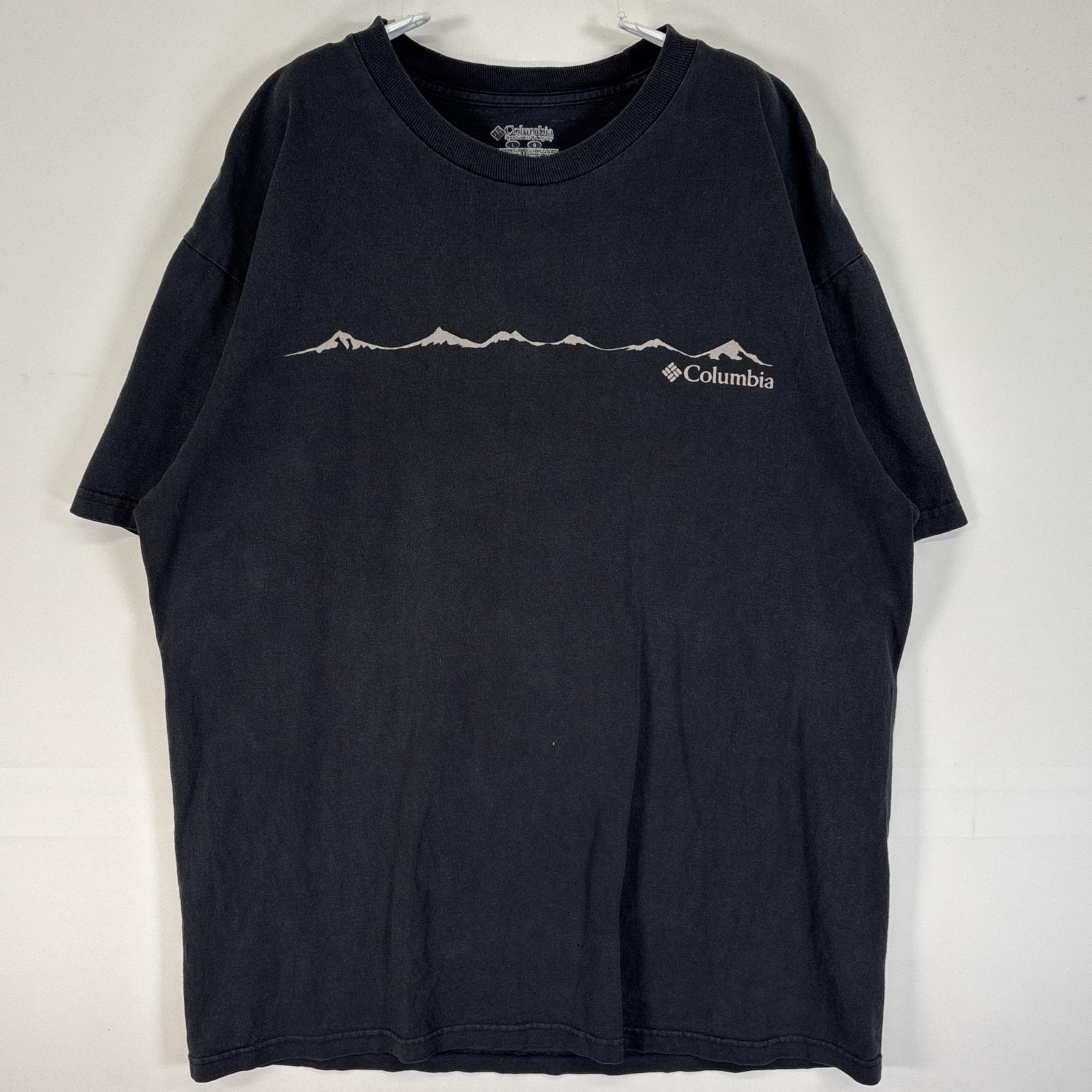 古着 コロンビア Columbia 半袖Tシャツ ロゴ プリント フェード クルーネック L  ブラック メンズ