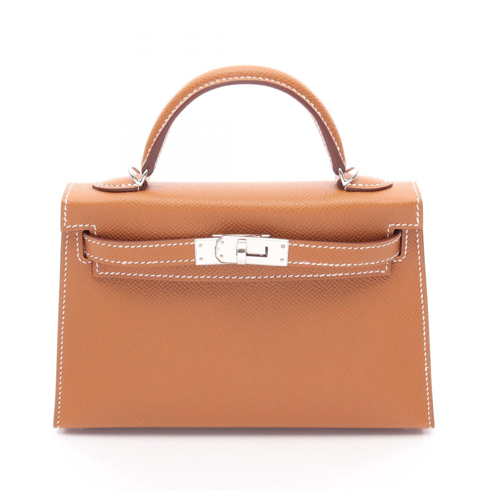 エルメス HERMES ミニケリー2 2WAY ハンドバッグ バッグ レザー カーフ(牛革) ヴォーエプソン ヴォーエプソン ゴールド レディース ブラウン系 【中古】