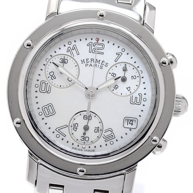 エルメス クリッパークロノ デイト CL1.310 レディース 【中古】