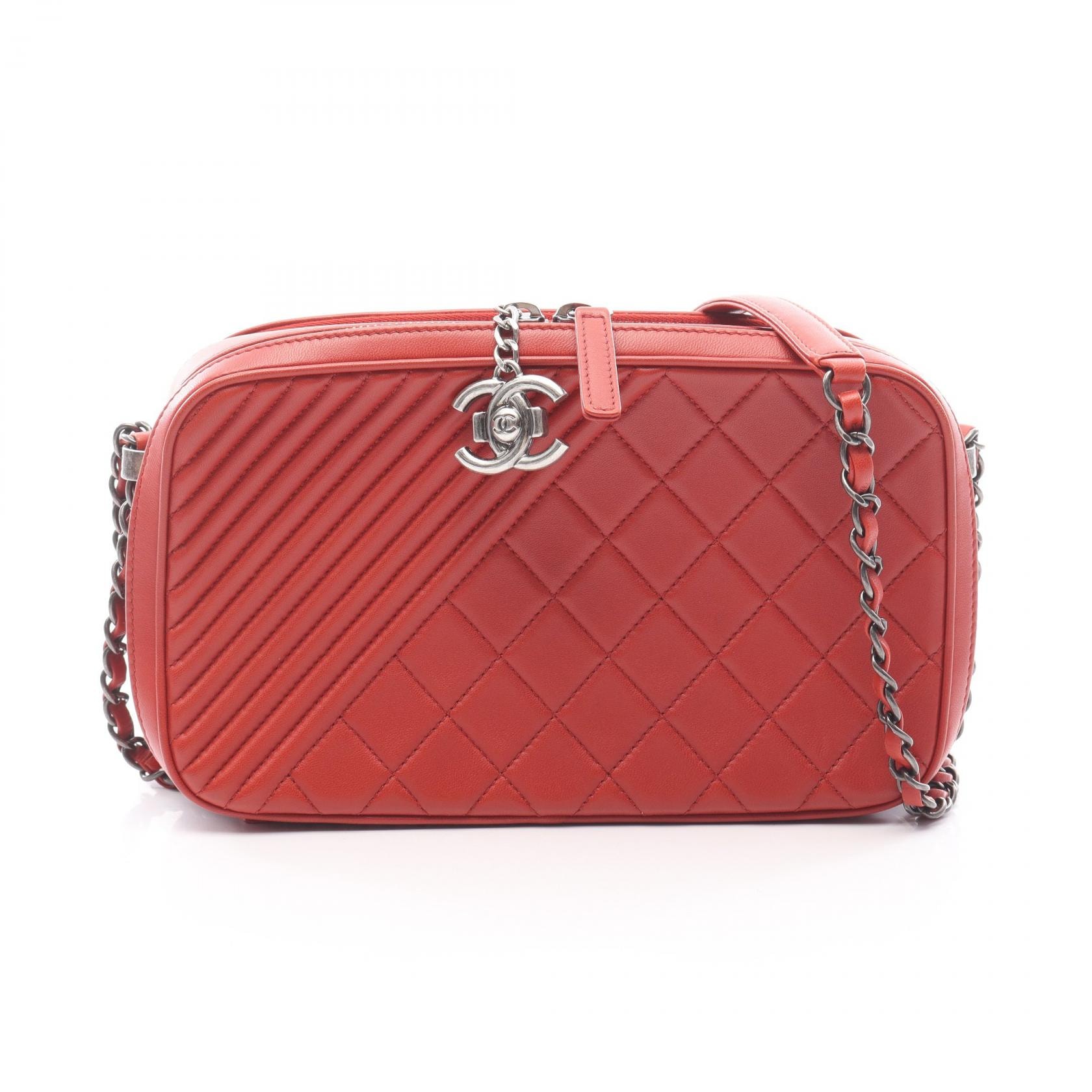 シャネル CHANEL ココボーイ カメラバッグ ショルダーバッグ バッグ ラムスキン(羊革) レディース ボルドー系 A92655 【中古】