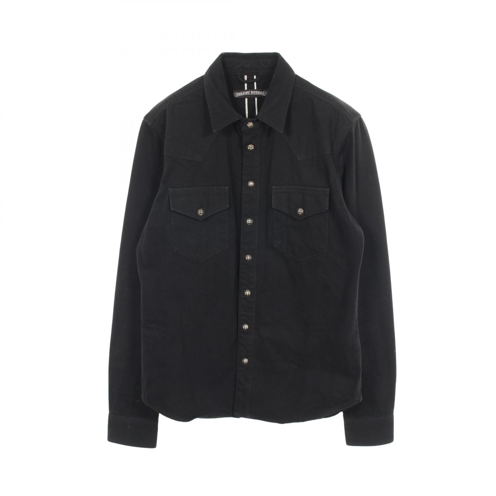 Chrome Hearts Arm Cross Patch Crossball Button Denim Shirt "Black"