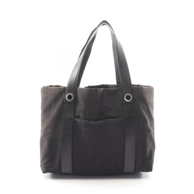 ブルガリ BVLGARI ロゴマニア トートバッグ バッグ キャンバス レザー レディース ブラック系 【中古】