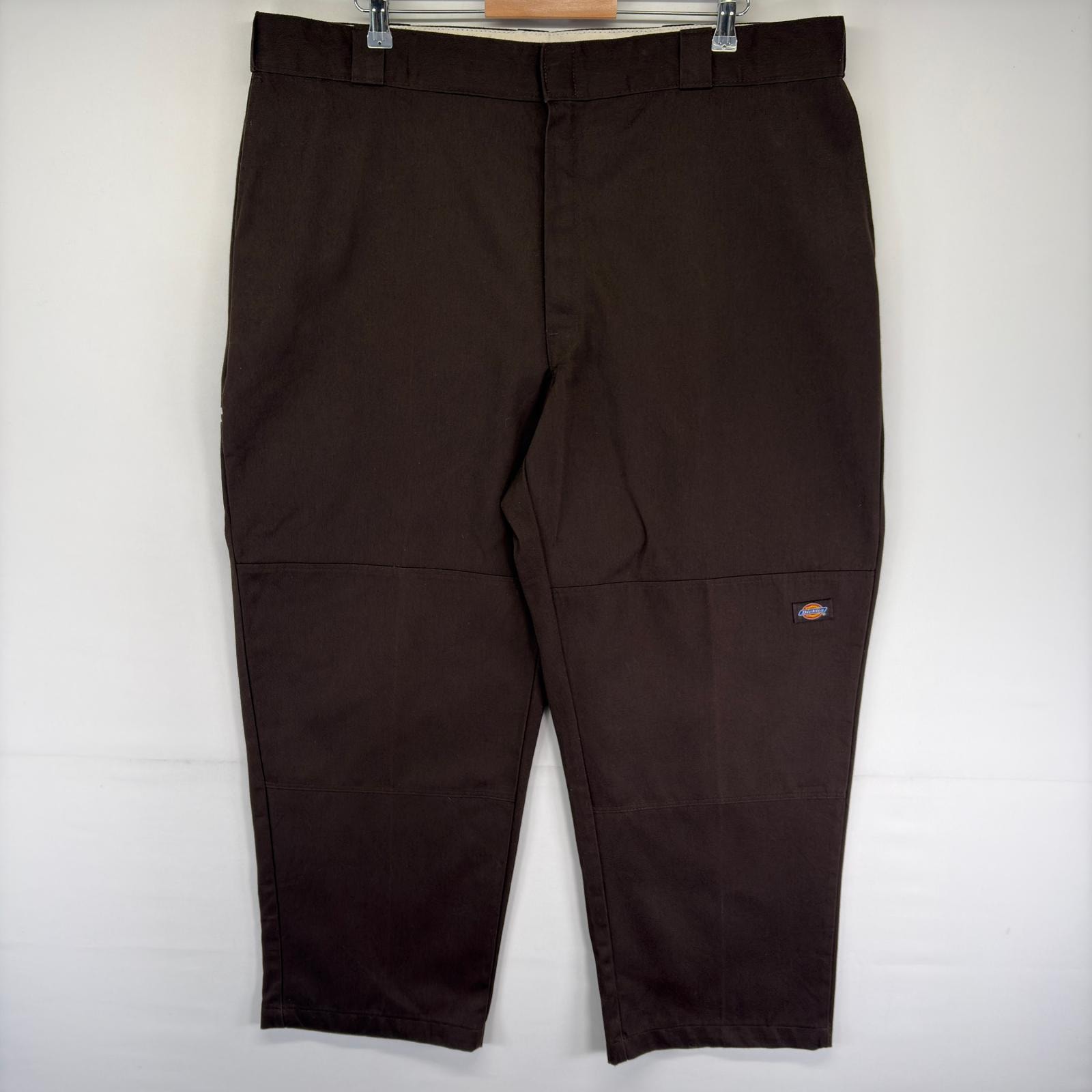 古着 ディッキーズ Dickies パンツ ワーク ダブルニー ワンポイント ジップ 大きいサイズ ツールポケット w44 L30  ブラウン系 メンズ