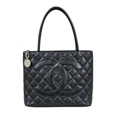 シャネル 復刻トート マトラッセ トートバッグ キャビアスキン ブラック レディース CHANEL 中古