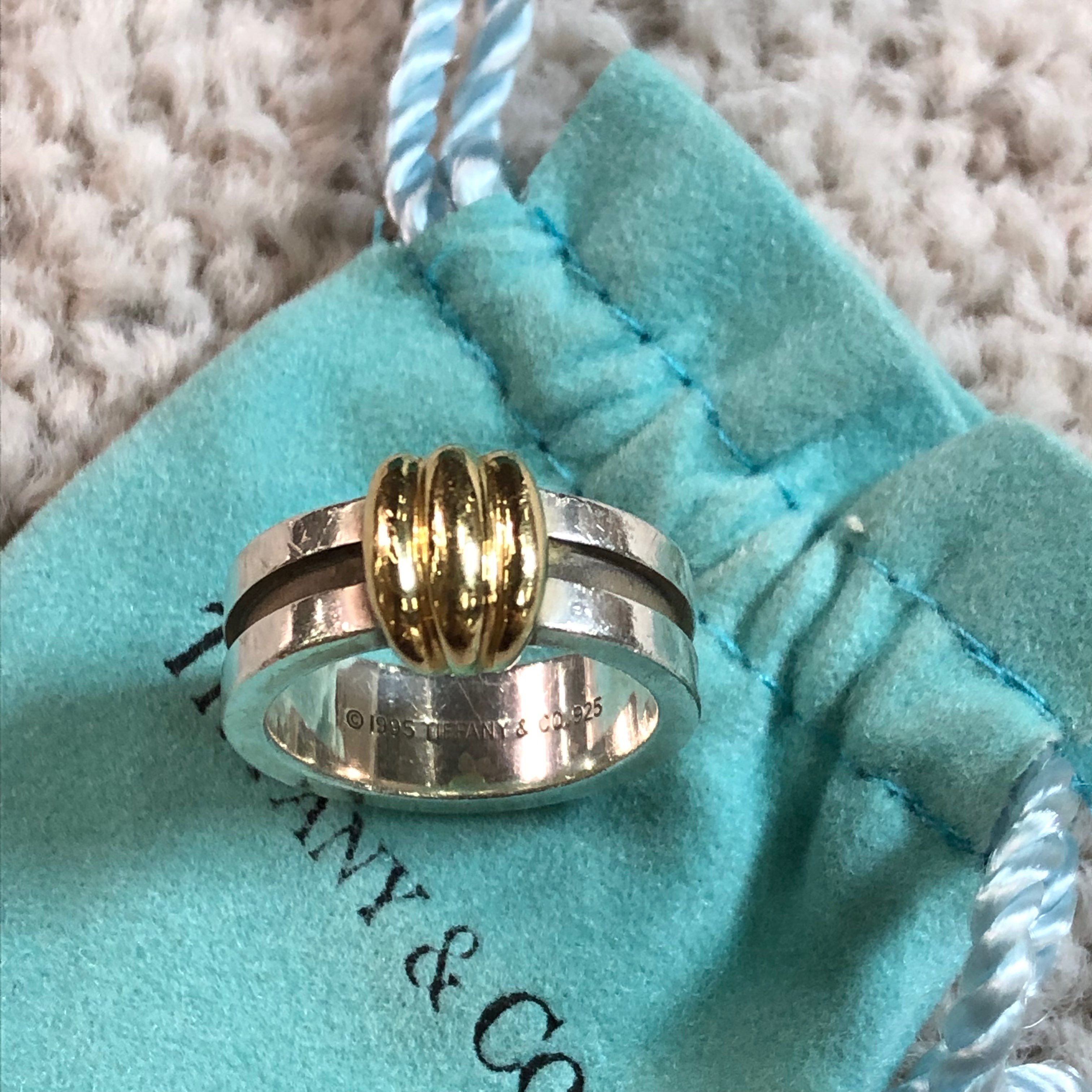 ティファニーグルーブドリング  K18/SV925