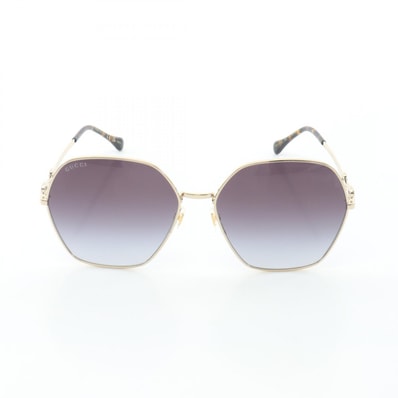 グッチ GUCCI ヘキサゴン サングラス 衣料品 GP / プラスチック レディース ゴールド系 GG1335S001 【新品】
