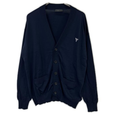 プラダ 22SS UMG170 S221 シルク ロゴ刺繍 ボタンニットカーディガン 52