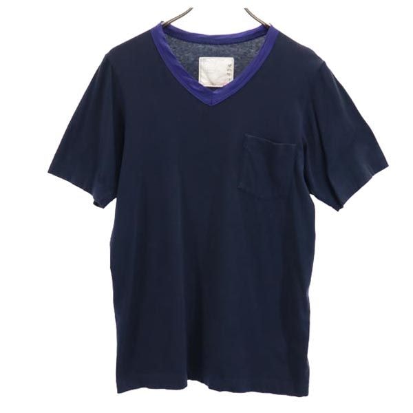 Sacai サカイ 日本製 434 半袖 Vネック Tシャツ 2 紺