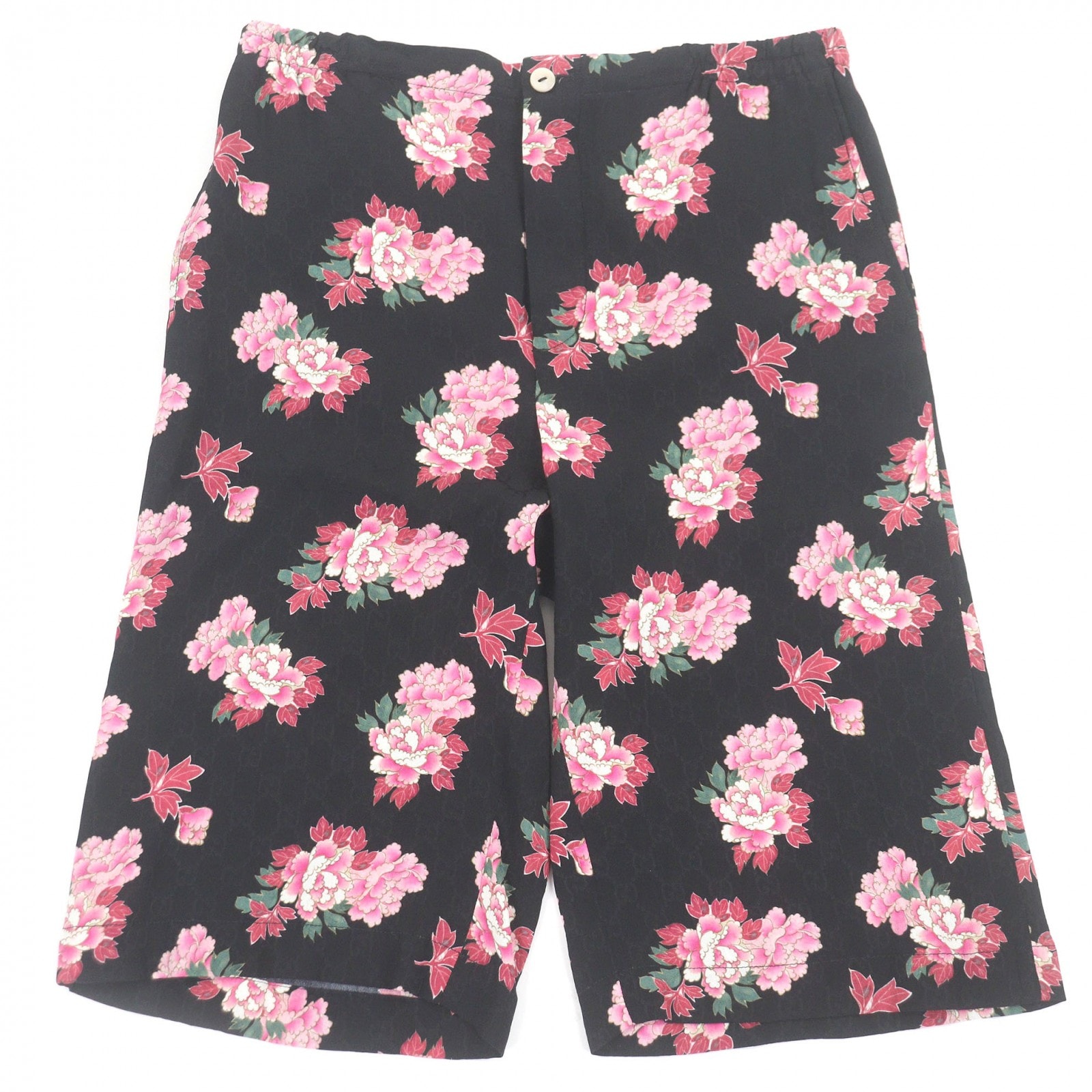 【美品】GUCCI GG総柄花柄シルクショートパンツ ブラック　624399 A+ (新品・未使用(ワケあり))】未使用品 グッチ ショートパンツ