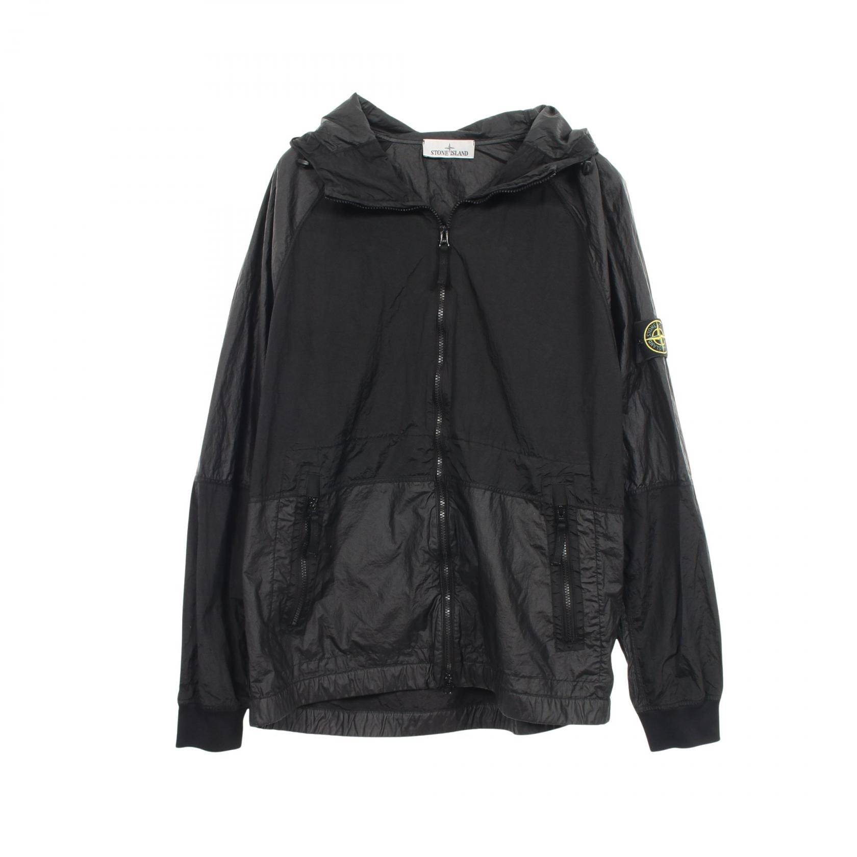 ストーンアイランド STONE ISLAND NYLON METAL JACKET フード付き ジップアップ 衣料品 アウター ナイロン メンズ ブラック系 【中古】