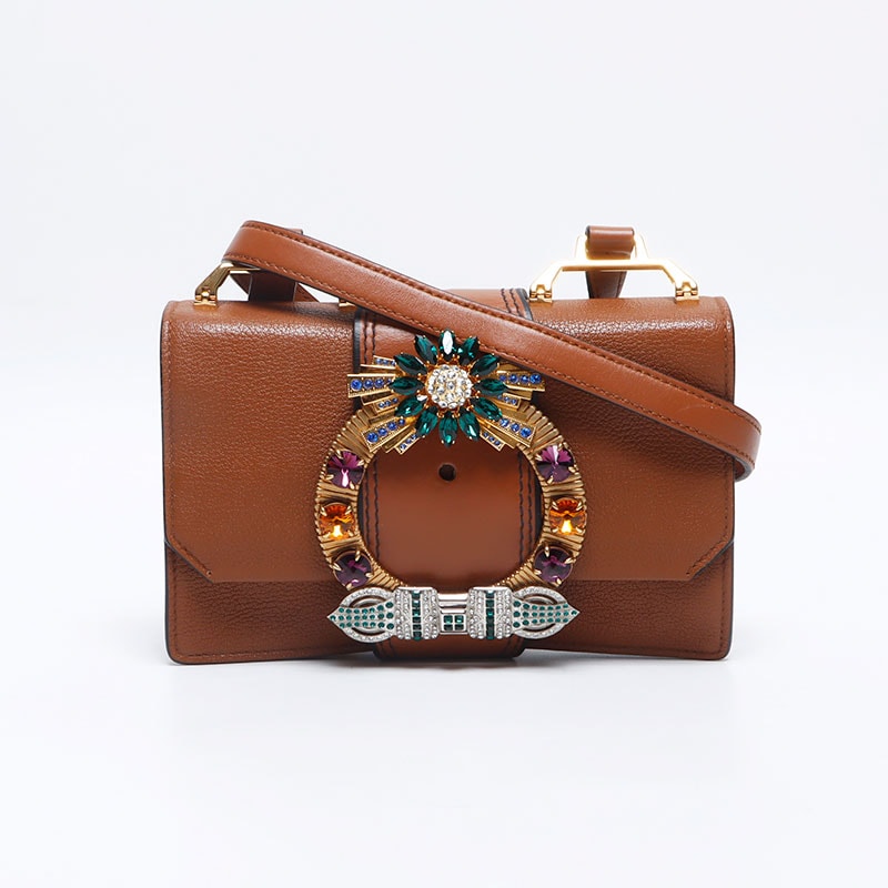 ミュウ ミュウ Miu Miu ビジュー ラインストーン レディバッグ ショルダーバッグ【中古】