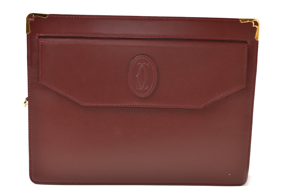 カルティエ クラッチバッグ マストライン Cartier ヴィンテージ メンズバッグ レザー ボルドー【中古】