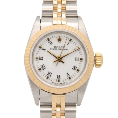 ロレックス ROLEX オイスター パーペチュアル R番 腕時計 時計 K18(イエローゴールド) ステンレススチール レディース ホワイト系 ローマ数字 67193 【中古】