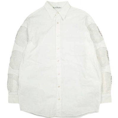 Acne Studios アクネストゥディオズ クロシェ編みシャツ FN-MN-SHIR000446 46 WHITE 長袖 サークル レース トップス g23957