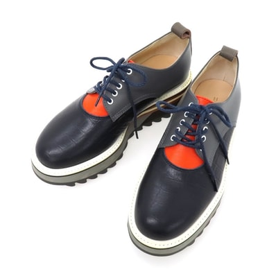 【中古】エンダースキーマ Hender Scheme mills レザー ダービーシューズ ブラックxグレー【サイズ3】【メンズ】
