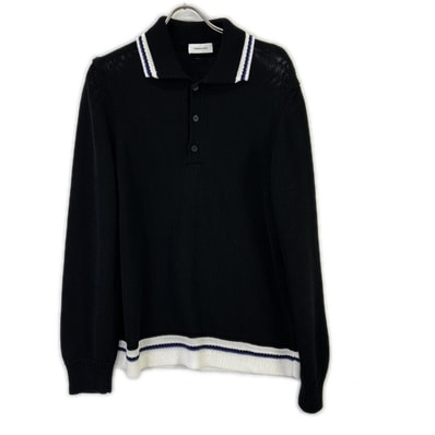 サルバトーレフェラガモ 122377 775740 24SS ブラック コットン long-sleeve polo shirt プルオーバーニットポロシャツ M