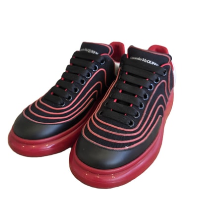 【値下げ】Alexander McQueen アレキサンダーマックイーン Oversized オーバーサイズド Black Red Waves 26.5cm 41.5 スニーカー レッド メンズ【中古】