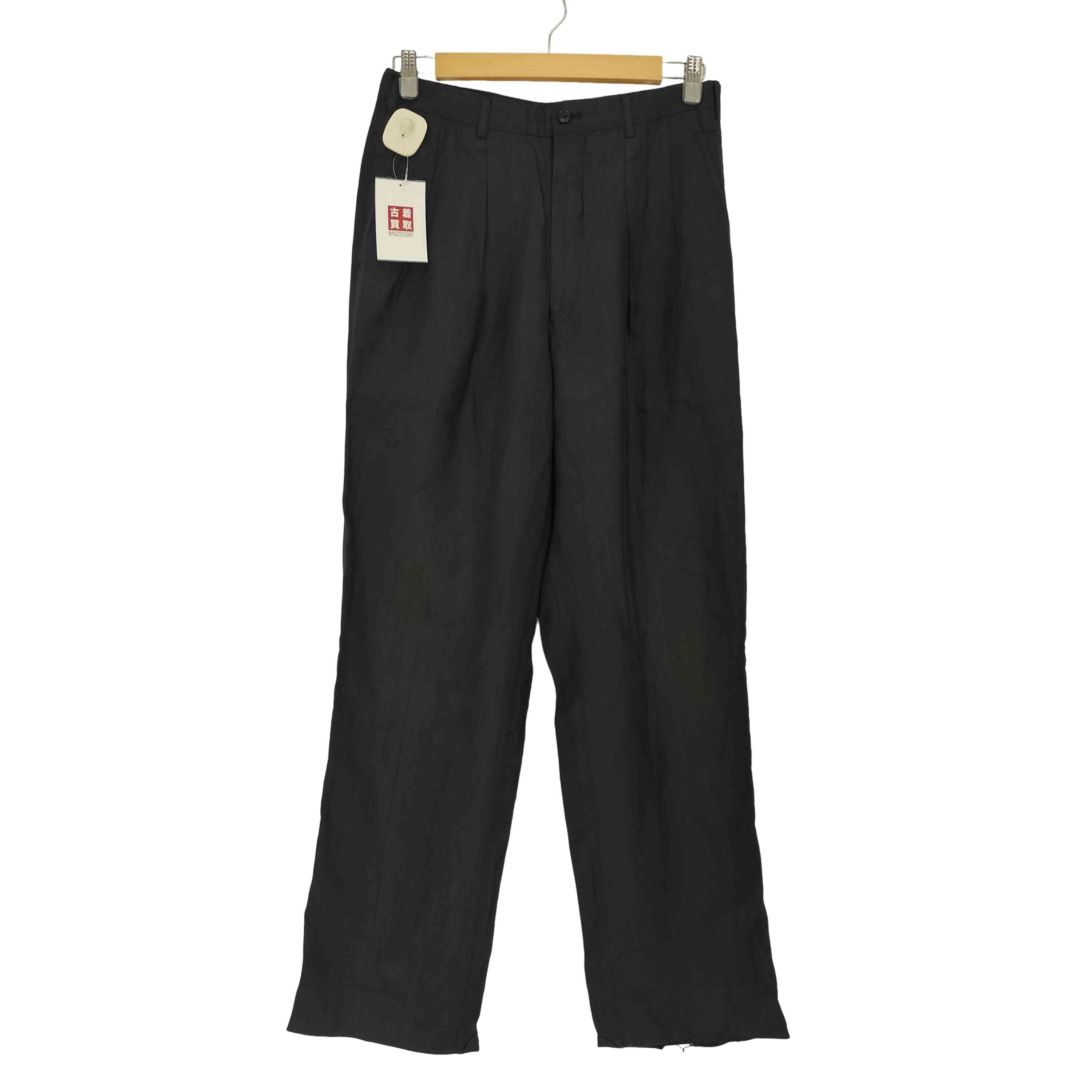 80S AD表記なし 内向き1タック アセテート ワイド スラックス パンツ【1141104584009】