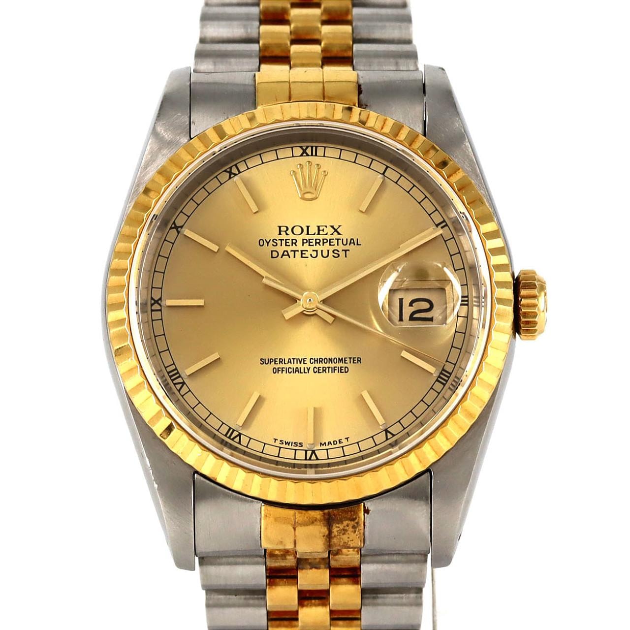 【ノーメンテナンス還元価格】ロレックス デイトジャスト 16233 SSxYG 自動巻 X番