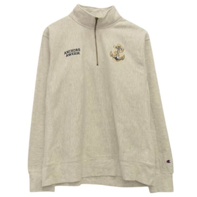 Champion チャンピオン スウェット ANCHORS AWEIGH OFFICIAL PRINT R/W 1/4 ZIP SWEAT アメリカ海軍兵学校 リバースウィーブ 刺繍 ロゴ ハーフ ジップ スウェット グレー系 2XL【中古】