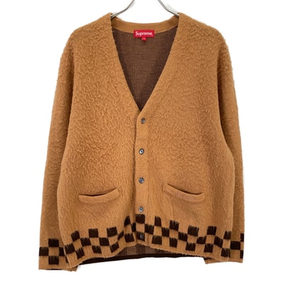 シュプリーム 21SS ブラウン brushed checkerboard cardigan M