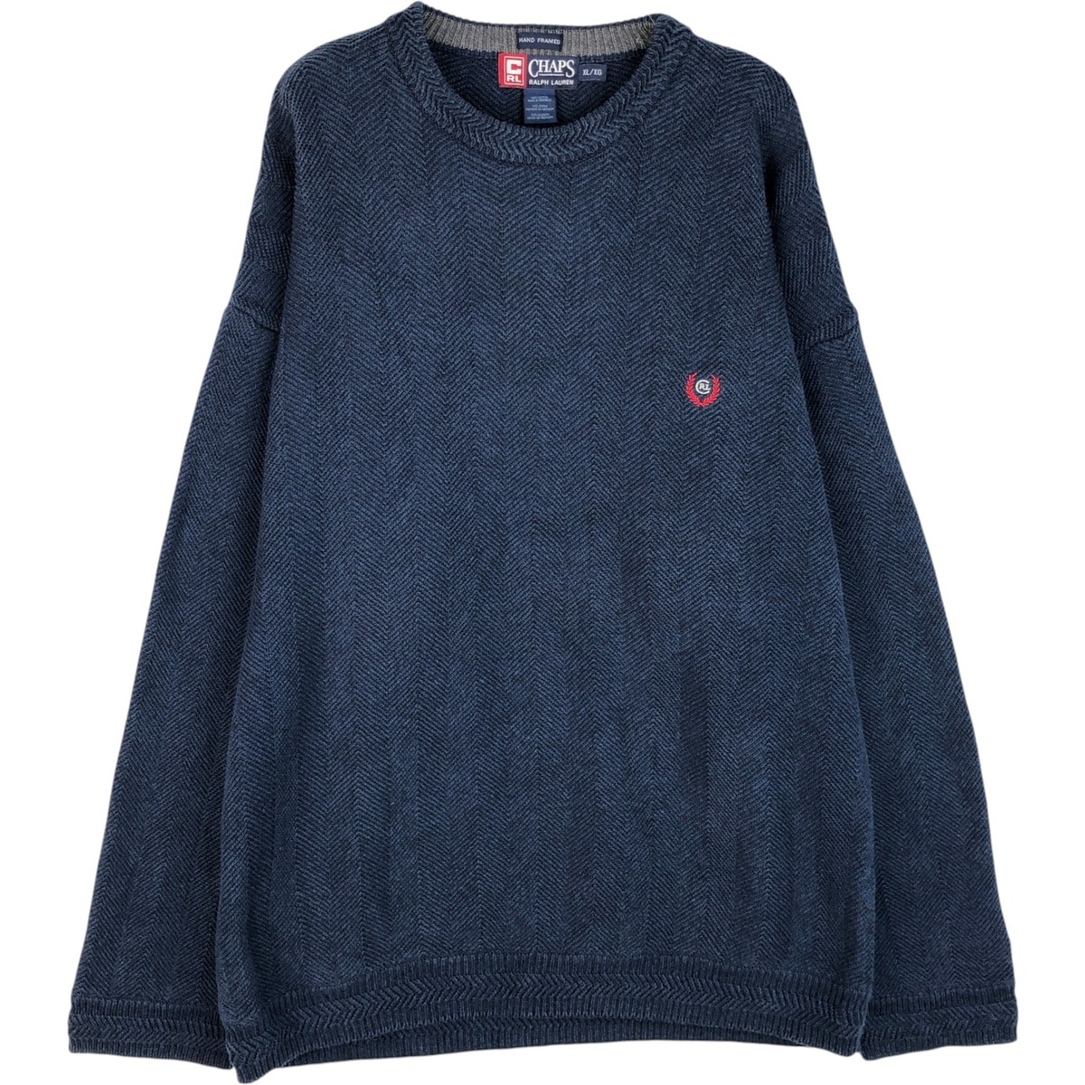 古着 ラルフローレン Ralph Lauren CHAPS チャップス ヘリンボーン コットンニットセーター メンズXL相当/eaa645927