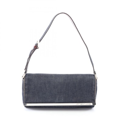 フェンディ FENDI ロゴ ショルダーバッグ バッグ デニム レザー レディース ネイビー系 / ブラウン系 26640 【中古】