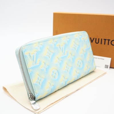 未使用 LOUIS VUITTON ルイ・ヴィトン モノグラム アンプラント サマースターダスト ジッピーウォレット ヴェール ドー M81466 長財布 ブルー イエロー レザー レディース