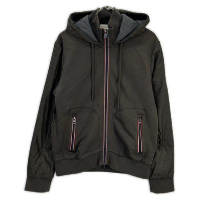 モンクレール カーキ MAGLIA CARDIGAN ナイロン切り替え フーデッド ジップアップパーカ L