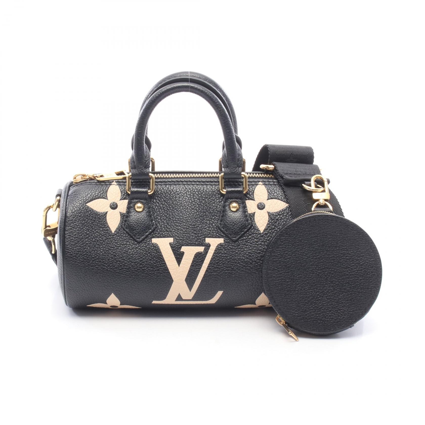ルイ・ヴィトン LOUIS VUITTON パピヨンBB バイカラーモノグラムアンプラント 2WAY ハンドバッグ バッグ レザー ベージュ レディース ブラック系 / ベージュ系 M45980 【中古】
