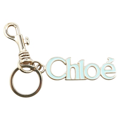 クロエ ロゴ チャーム バッグチャーム ゴールド ライトブルー メッキ レディース Chloe 中古