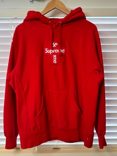 Supreme Cross Box Logo Hooded Sweatshirt "Red"