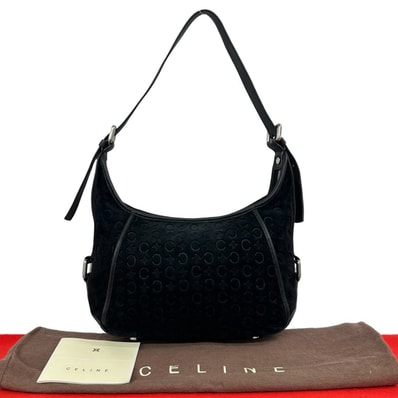 CELINE セリーヌ Cマカダム ロゴ 柄 コーデュロイ レザー ショルダーバッグ ブラック
83700