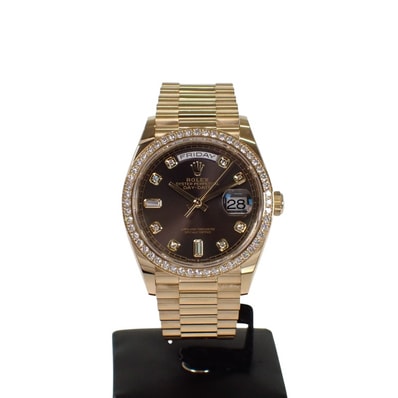 ロレックス ROLEX デイデイト 36 128348RBR 腕時計 K18イエローゴールド ダイヤモンド ゴールド 自動巻き ダークグレー文字盤 メンズ【中古】【Aランク】
