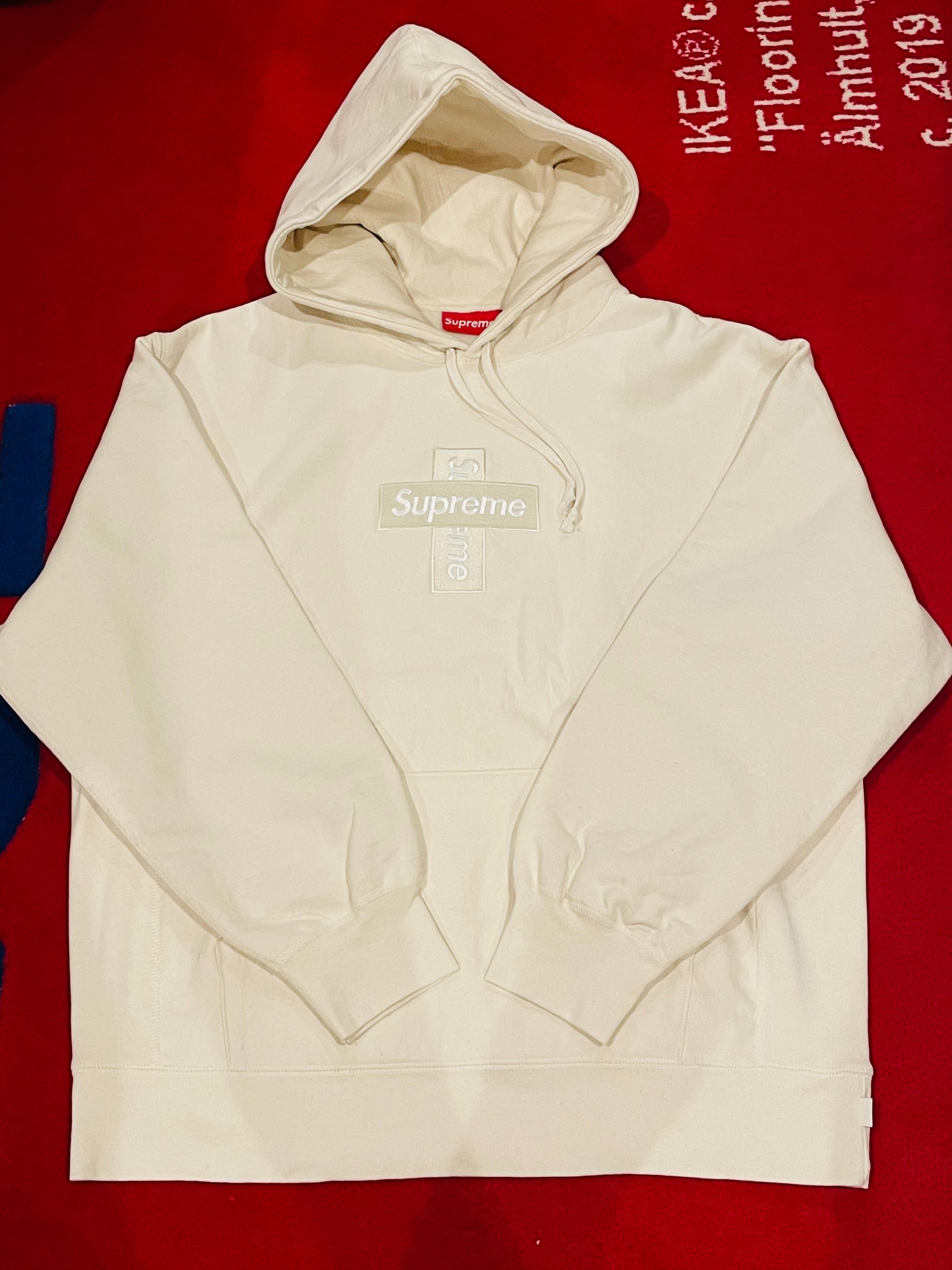 Supreme Cross Box Logo Hooded Sweatshirt "Natural"