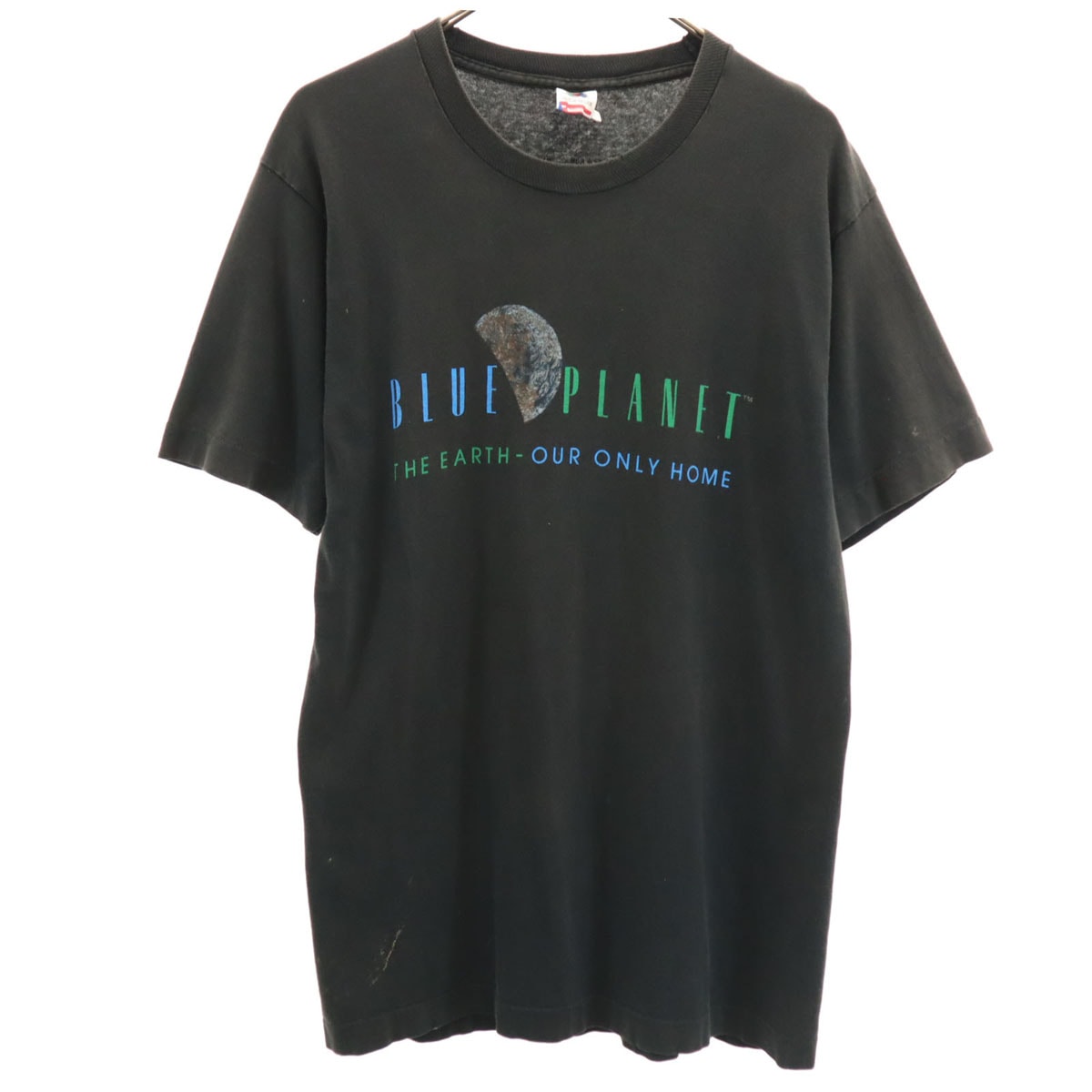 FRUIT OF THE LOOM フルーツオブザルーム 90s オールド USA製 地球 半袖 シングルステッチ Tシャツ L ブラック BLUE PLANET