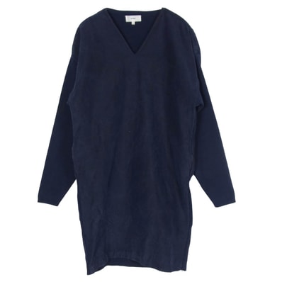 HYKE ハイク ワンピース ボンディング加工 ニット 切替 ワンピース ネイビー系 1【中古】