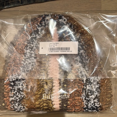Supreme Tinsel Stripe Beanie "Brown"