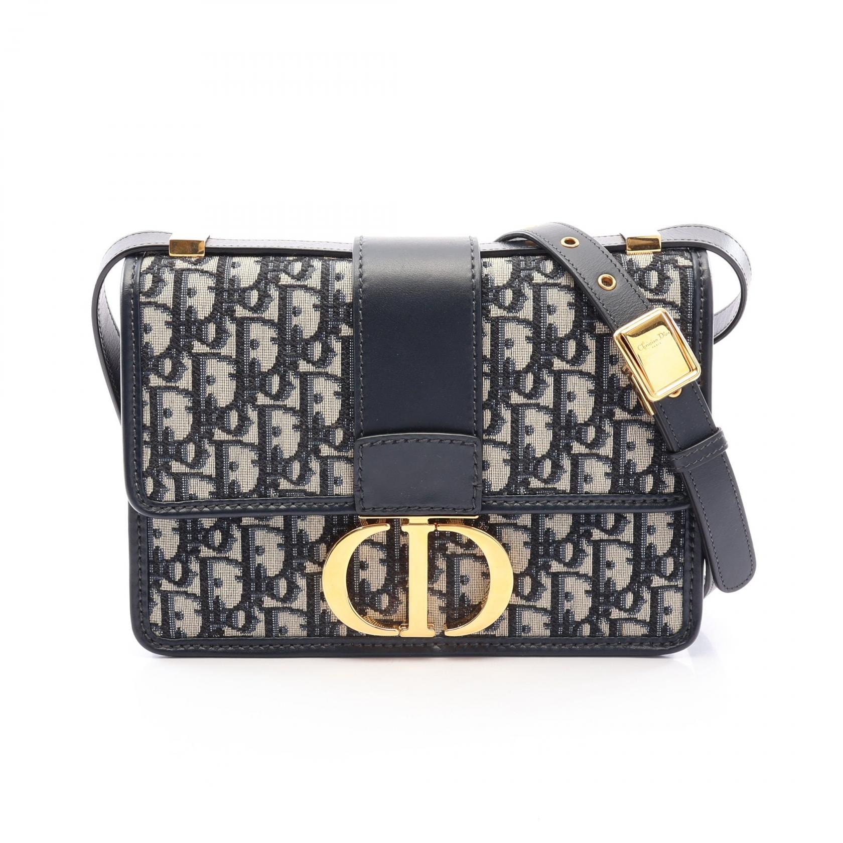 ディオール Dior 30 MONTAIGNE モンテーニュ オブリーク ジャカード ショルダーバッグ バッグ キャンバス レザー レディース ネイビー系 / ベージュ系 M9203UTZQ_M928 【中古】