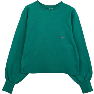 古着 90年代 チャンピオン Champion REVERSE WEAVE リバースウィーブ 刺繍タグ カットオフ ワンポイントロゴスウェットシャツ トレーナー USA製 レディースXL相当 ヴィンテージ/eaa621208