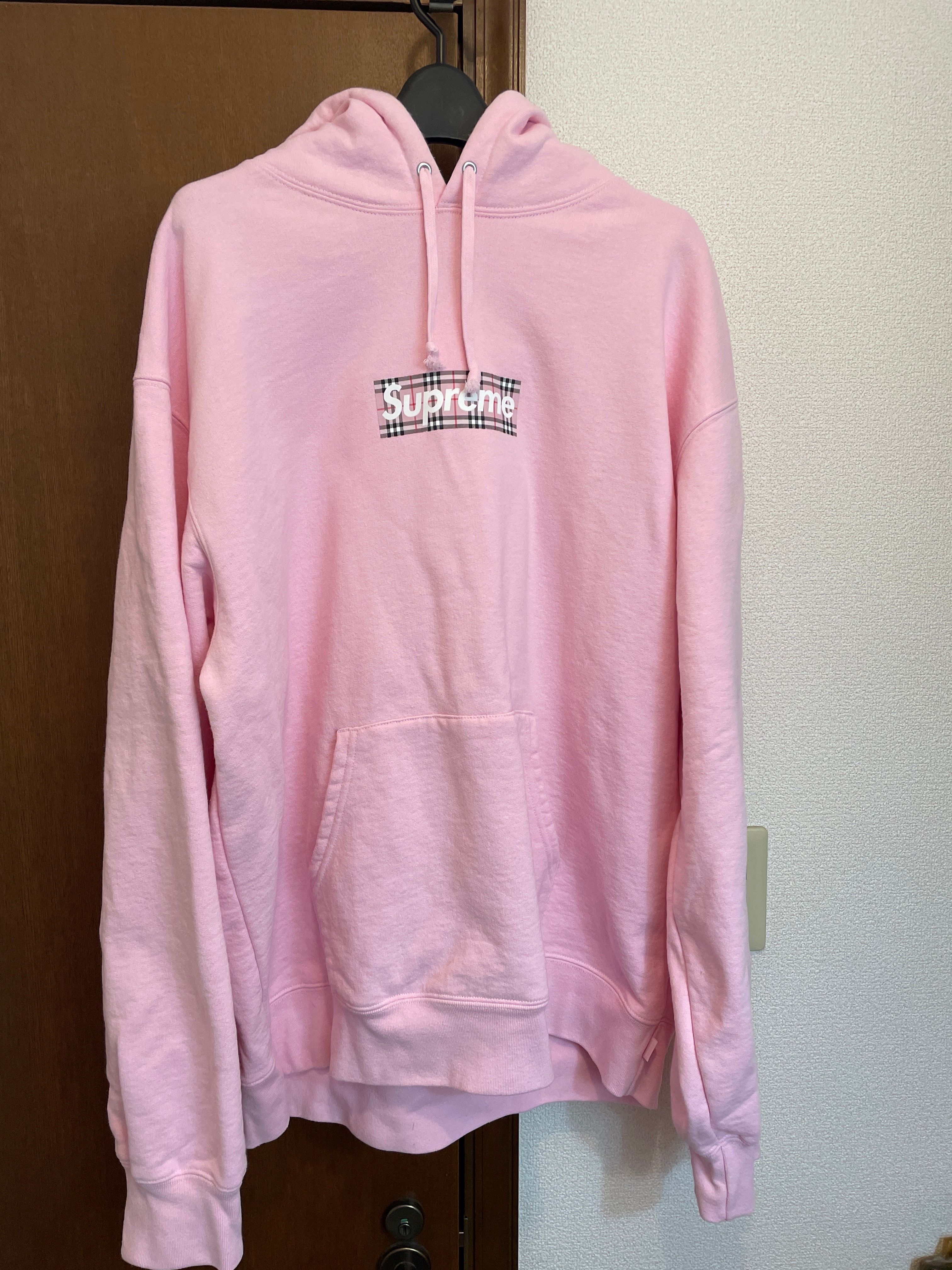 Supreme / Burberry Box Logo Hooded Sweatshirt "Pink"